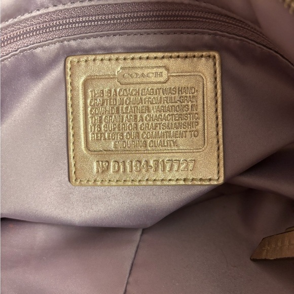 Coach Metallic Gold East West Embossed Signature Leather Tote Bag - Picture 8 of 8